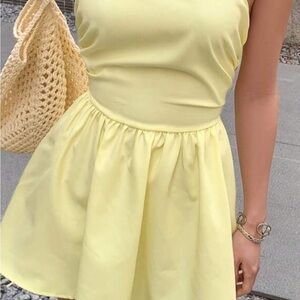 SHEIN Strapless Yellow Dress